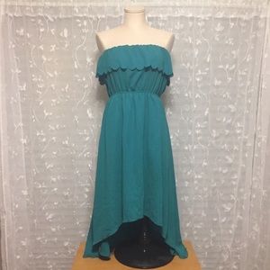 Scalloped Strapless High Low Dress